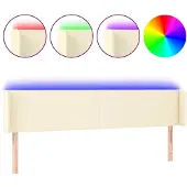 vidaXL Hoofdbord LED 203x16x78/88 cm kunstleer crèmekleurig