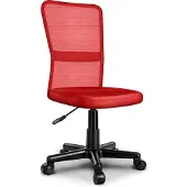 Tresko bureaustoel kantoorstoel draaistoel, met kunststof wielen, traploos in hoogte verstelbaar, gevoerde zitting, ergonomische vormgeving, SGS-geteste veer (wijnrood)