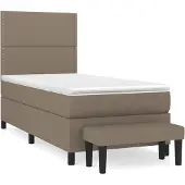 vidaXL Boxspring met matras stof taupe 100x200 cm