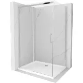 Mexen Omega schuifdouchecabine 130 x 90 , transparant, chroom + Flat douchebak - 825-130-090-01-00-4010
