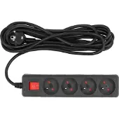 VOREL Verlengsnoer - 72632 - 4 stopcontacten - kabel 5 m - schakelaar en aarding