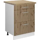 Vicco Keukenonderkast R-Line Artisanaal eiken 60 cm met laden, WB Eik, Model 49175