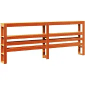 vidaXL Hoofdbord met schappen 180 cm massief grenenhout wasbruin