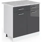 Vicco R-Line Keukenonderkast – 80 cm, WB Marmer Antraciet Hoogglans