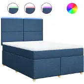 vidaXL Boxspringbed met matras, blauw, 160x200 cm, gestoffeerd