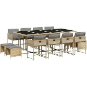 vidaXL 13-delige Tuinset met kussens poly rattan gemengd beige