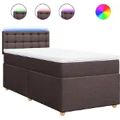 vidaXL Boxspring met matras stof donkerbruin 90x200 cm