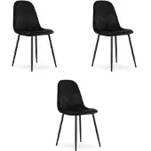 Leobert ASTI Velvet Design Stoelen – Set van 3 – Zwart Fluweel – Metalen Poten – Modern & Ergonomisch – Max. 120 kg