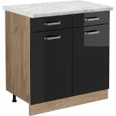 Vicco R-Line Keukenonderkast – 80 cm WB Marmer Zwart hoogglans