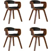 vidaXL Eetkamerstoelen 4 st gebogen hout en kunstleer zwart