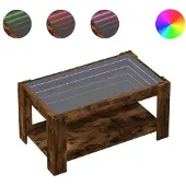 vidaXL Salontafel met LED 93x53x45 cm bewerkt hout gerookt eikenkleur