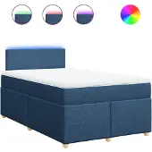 vidaXL Boxspringbed met matras, blauw, 120x200 cm, met stoffen bekleding