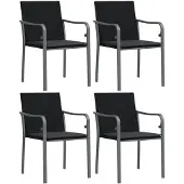 vidaXL Tuinstoelen 4 st met kussens 56x59x84 cm poly rattan zwart