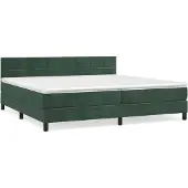 vidaXL Boxspring met matras fluweel donkergroen 200x200 cm
