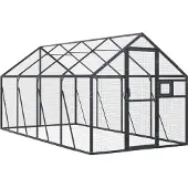 vidaXL Volière 1,79x4x1,85 m aluminium antracietkleurig
