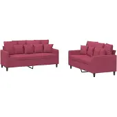 vidaXL 2-delige Loungeset met kussens fluweel wijnrood