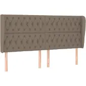 vidaXL Hoofdbord met randen 183x23x118/128 cm stof taupe