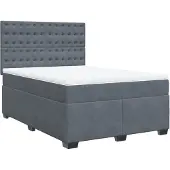 vidaXL Boxspring met matras fluweel donkergrijs 140x200 cm