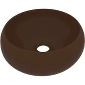 vidaXL Wastafel rond 40x15 cm keramiek mat donkerbruin