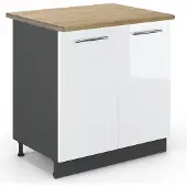 Vicco Keukenonderkast Fame-Line Wit Hoogglans/Antraciet 80 cm goudkleurig eiken werkblad, Model 46418