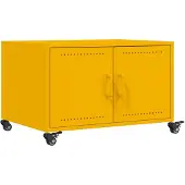 vidaXL Salontafel 68x50x43,5 cm staal mosterdgeel