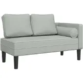 vidaXL Chaise longue met kussens fluweel lichtgrijs