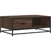 vidaXL Salontafel 90x57x35 cm bewerkt hout en metaal bruin eikenkleur