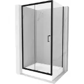 Mexen Apia schuifdouchecabine 100 x 80 , transparant, zwart + Rio douchebak - 840-100-080-70-00-4510