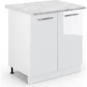 Vicco Wastafelkast Fame-Line Wit Hoogglans 80 cm , WB Marmer, Model 46993