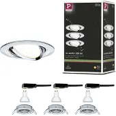Paulmann Inbouwspot Led Nova Rond Kantelbaar Chroom 51mm Gu10 3x6,5w