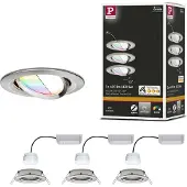 Paulmann Smart Friends spot Nova Plus per3set RGBW Plus, dimbaar, alu / grijs / zink, Woon-/ Eetkamer, Aluminium, Modern, Slimme inbouwlamp