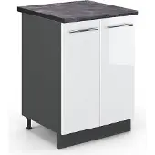 Vicco Keukenonderkast Fame-Line Wit Hoogglans 60 cm , WB Antraciet, Model 46013
