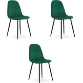 Leobert ASTI Velvet Design Stoelen – Set van 3 – Donkergroen Fluweel – Metalen Poten – Modern & Ergonomisch – Max. 120 kg