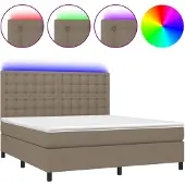 vidaXL Boxspring met matras en LED stof taupe 160x200 cm