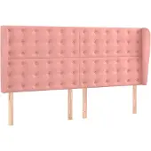 vidaXL Hoofdbord met randen 163x23x118/128 cm fluweel roze