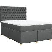 vidaXL Boxspring met matras stof donkergrijs 140x190 cm