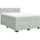 vidaXL Boxspring met matras fluweel lichtgrijs 140x200 cm