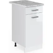 Vicco R-Line Keukenonderkast – 40 cm, WB Marmer Wit Hoogglans