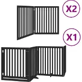 vidaXL Hondenhek inklapbaar 8 panelen 640 cm populierenhout zwart