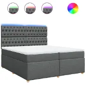 vidaXL Boxspring met matras stof donkergrijs 200x200 cm