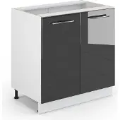 Vicco Keukenonderkast Fame-Line, Antraciet Hoogglans/Wit, 80 cm zonder werkblad