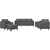 vidaXL 4-delige Loungeset met kussens stof donkergrijs