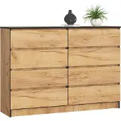 Akord Ladekast K140 met 8 Lades / Furniture Factory / Craft Eik / 138 x 99 x 40 cm