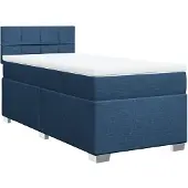 vidaXL Boxspring met matras stof blauw 100x200 cm