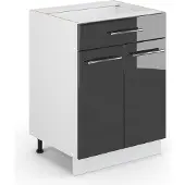 Vicco Keukenonderkast Fame-Line Antraciet Hoogglans 60 cm met lade, zonder werkblad, Model 33504