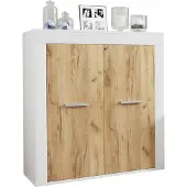 VCM Usilo dressoir 2 deuren wit, eik decor.