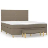 vidaXL Boxspring met matras stof taupe 180x200 cm