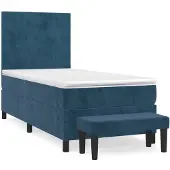 vidaXL Boxspring met matras fluweel donkerblauw 80x200 cm