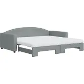 vidaXL Slaapbank onderschuifbed matrassen 100x200 cm stof lichtgrijs