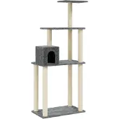vidaXL Kraboom met sisal krabpalen, donkergrijs, 147 cm